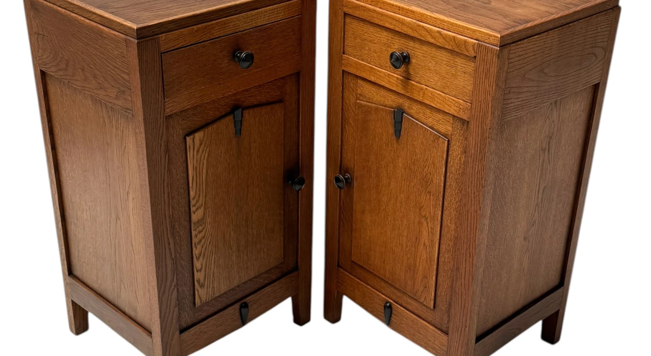 Two Art Deco Amsterdamse School Nightstands or Bedside Tables, 1920s